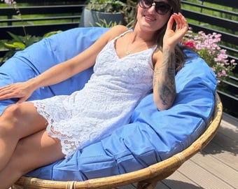 Water Resistant Pillowcase | Round cushion cover | Patio cushion cover | Rattan chair cushion cover | Water Resistant papasan pillow cover