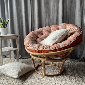 Papasan Cushion Jacquard and Other Fabrics Custom made Pillow Rattan Chair Cushion Tufted Cushion Etsy