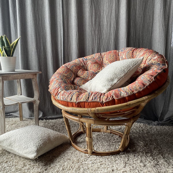 Papasan cushion | Jacquard and other fabrics | Custom-made pillow | Rattan chair cushion | Tufted cushion