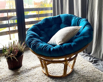 Oreiller papasan en velours | Oreiller sur mesure | Grand oreiller rond | Cadeau de Noël | Exclusivité pour une chaise en rotin | Coussin bohème