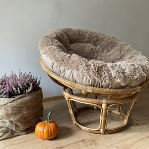 shaggy, fluffy papasan chair cushion, many sizes and colors