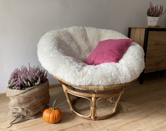 Taie d'oreiller pour chaise papasan à poils longs | Taie d'oreiller sur mesure | taie d'oreiller ronde | Cadeau de Noël | Housse de coussin pour chaise en rotin