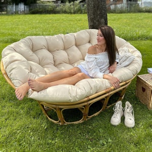 Outdoor Cushion for a Mamasan Sofa | Dubrable Cushion for a rattan Sofa  | Egg Nest Seat Cushion | Tufted Pillow | Water resistant