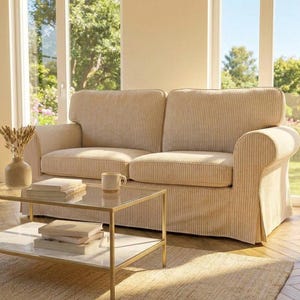 Corduroy IKEA Ektorp 2 Seater Sofa | Replacement Cover Custom | Made Shabby Chic Ribbed Slipcover