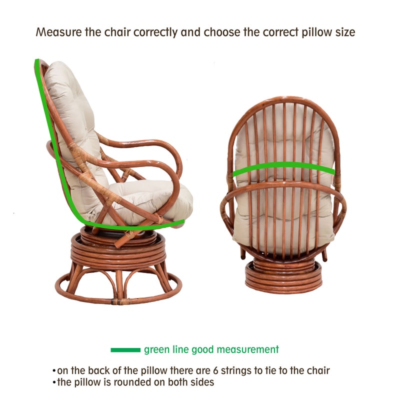 Velvet cushion for a rattan chair Custom-made pillow Tufted cushion for rocking chair Cushion for bamboo swivel chair image 7