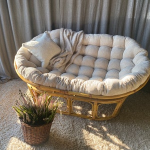 Corduroy Mamasan Sofa Cushion Custom-made pillow sofa cushion Rattan bench cushion Tufted big cushion Double Papasan Cushion zdjęcie 1