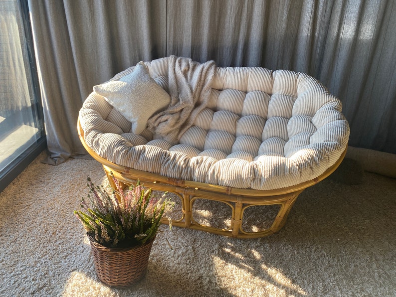 Corduroy Mamasan Sofa Cushion Custom-made pillow sofa cushion Rattan bench cushion Tufted big cushion Double Papasan Cushion zdjęcie 1