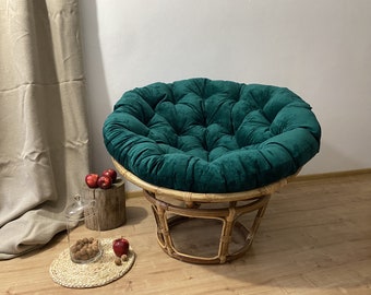 Oreiller papasan luxueux en velours | Oreiller sur mesure | Grand oreiller rond | Cadeau de Noël | coussin pour chaise en rotin | coussin d'assise en velours