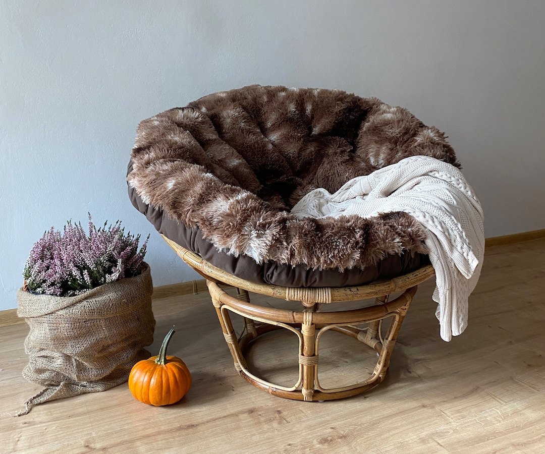 Papasan Armchair White Faux Fur Papasan Cushion ONLY Shaggy