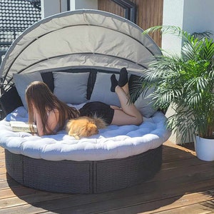 Sun Island Water Resistant Pillow Round Garden Patio Pillow Cushion for Garden lounge chair Round Seat Cushion for Bed Lounger image 5