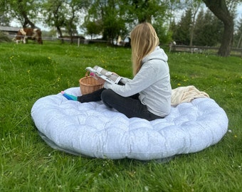 Round Outdoor cushion | Seat Cushion | Sun Island Water Resistant Pillow | Garden Patio Pillow | seating pouffe | Many patterns