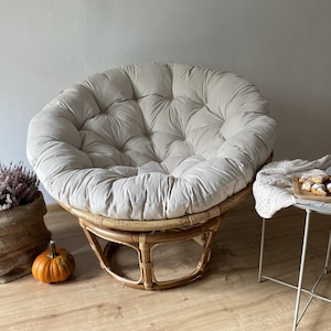 Oreiller papasan en velours Oreiller sur mesure Grand oreiller rond Cadeau de Noël Exclusivité pour une chaise en rotin Coussin bohème image 1