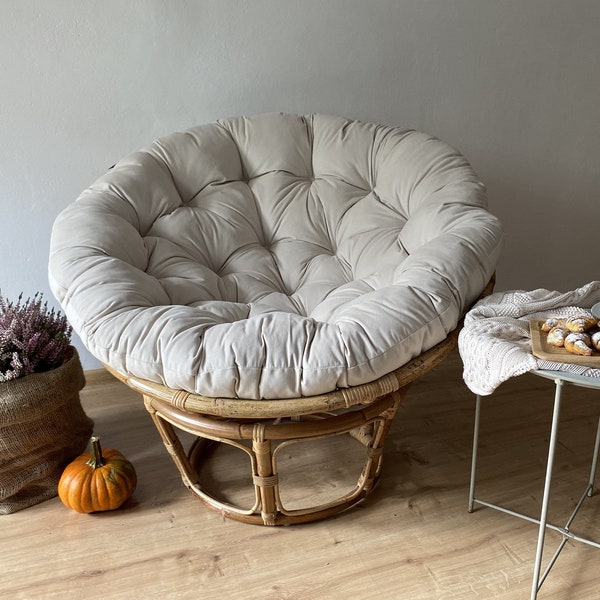 Oreiller papasan en velours | Oreiller sur mesure | Grand oreiller rond | Cadeau de Noël | Exclusivité pour une chaise en rotin | Coussin bohème