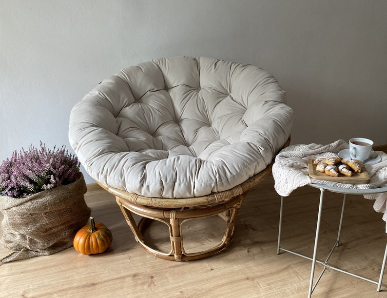 Oreiller papasan en velours Oreiller sur mesure Grand oreiller rond Cadeau de Noël Exclusivité pour une chaise en rotin Coussin bohème image 1