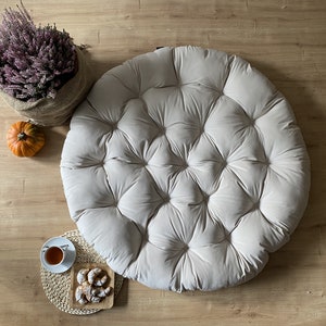 Oreiller papasan en velours Oreiller sur mesure Grand oreiller rond Cadeau de Noël Exclusivité pour une chaise en rotin Coussin bohème image 2