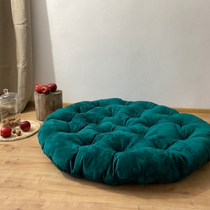 Coussin de sol en velours Coussin exclusif Oreiller de couture Grand oreiller rond coin lecture Oreiller de relaxation tailles et couleurs image 3