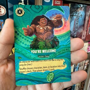Cartão Disney Lorcana Alterado Arte - Maui Você é Bem-vindo l Cartão TCG Alter - Cartão pintado à mão único Disney Lorcana presente Moana