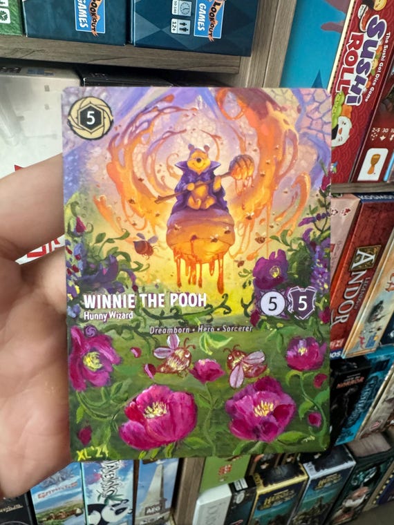 Made to Order Lorcana Card Altered Art - Winnie the Pooh Hunny Wizard full art alter l TCG Card Alter painted card Disney Lorcana gift Made to Order Lorcana Card Altered Art - Winnie the Pooh Hunny Wizard full art alter l TCG Card Alter painted card Disney Lorcana gift
