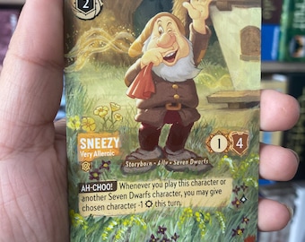 Disney Lorcana Card Altered Art Sneezy Seven Dwarves art alter l TCG Card Alter - One of a kind painted card Disney Lorcana gift