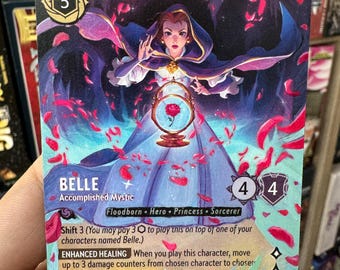 lorcana beauty and the beast cards Made to Order Disney Lorcana Card Altered Art - Belle Accomplished Mystic Art Extension - TCG Card Alter Beauty and the Beast