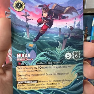 Disney Lorcana Card Altered Art  - MULAN Imperial General TCG Card Alter - OOAK hand painted card Disney Lorcana gift  made to order