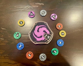 Discount Bundle 1 Lore Counter plus 12 Reversible Damage Tokens Bundle Customizable Faceplates & Magnetic Retention Lorcana TCG Accessory