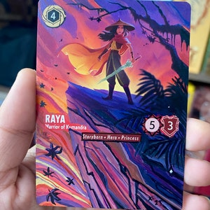 Disney Lorcana Card Altered Art  - Raya Leader of Kumandra art alter l TCG Card Alter - One of a kind painted card Disney Lorcana gift