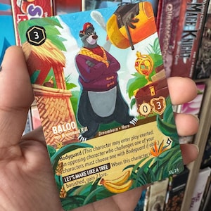 Disney Lorcana Card Altered Art  - Baloo Bodyguard  l TCG Card Alter - One of a kind hand painted card Disney Lorcana Custom Art