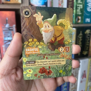 Disney Lorcana Card Altered Art Bashful Seven Dwarves art alter l TCG Card Alter - One of a kind painted card Disney Lorcana gift