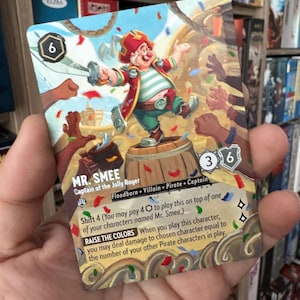 Tarjeta Disney Lorcana con arte alterado: Sr. Smee, Capitán de la Jolly Roger, tarjeta TCG, tarjeta pintada a mano, regalo de Peter Pan, hecho a pedido.