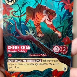 Arte alterada do cartão Disney Lorcana - Shere Khan, o livro da selva l TCG Card Alter - Cartão único pintado à mão Disney Lorcana personalizado