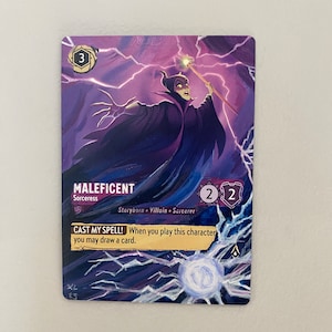 Disney Lorcana Card Alter  - Maleficent Sorceress art extension - TCG Card Alter - One of a kind painted card - Lorcana gift Amethyst deck
