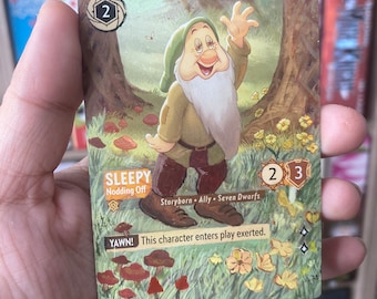 Disney Lorcana Card Altered Art Sleepy Seven Dwarves art alter l TCG Card Alter - One of a kind painted card Disney Lorcana gift