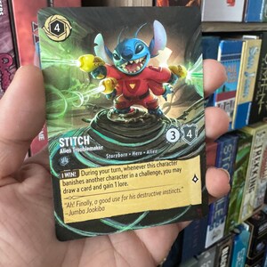 Disney Lorcana Karte Altered Art - Stitch Alien Troublemaker l Tcg Karte Alter handgemalte Karte Lilo und Stitch Geschenk Lorcana Alter