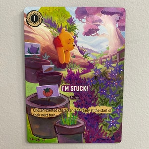 Arte alterada do cartão Disney Lorcana - I'M Stuck Winnie the Pooh art alter l TCG Card Alter - Cartão pintado exclusivo Disney Lorcana presente