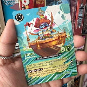 Cartão Disney Lorcana Arte Alterada - Stitch Alien Buccaneer l Cartão TCG Alter cartão pintado à mão Lilo e Stitch Presente Lorcana Alter