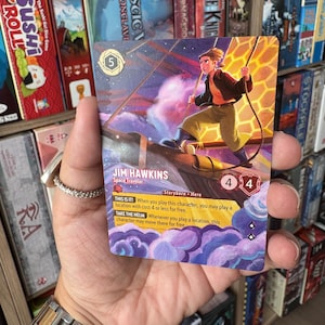 Cartão Disney Lorcana Arte Alterada Jim Hawkins Viajante Espacial l Cartão TCG Alter cartão pintado à mão Ilha do Tesouro Presente Lorcana Alter