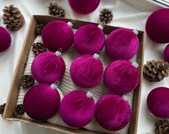 Christmas Ornaments Christmas Balls Tree BURGUNDY Ornaments Handmade Velvet Christmas Tree Decorations Handmade Velvet Balls Decoration