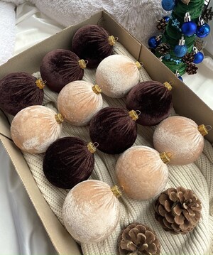 Lot De 15 Boules De Noël En Velours Marron - Décorations Incassables Pour Sapin - 6 Cm - Style Festif Et élégant
