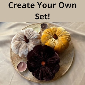 Velvet Pumpkins Set of 3 Sizes, Trending Fall Decor, Modern Rustic Wedding, Thanksgiving Centerpiece, Autumn Tablescape, Autumn Gifts