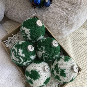 Christmas Balls Tree Decorations Christmas Gift Xmas Gift Christmas Decor Christmas Knit Balls Knit Ornament Green balls Christmas Ornaments image 5