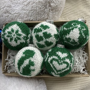 Christmas Balls Tree Decorations Christmas Gift Xmas Gift Christmas Decor Christmas Knit Balls Knit Ornament Green balls Christmas Ornaments image 6