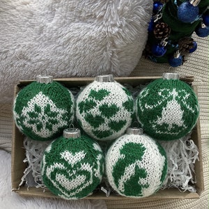 Christmas Balls Tree Decorations Christmas Gift Xmas Gift Christmas Decor Christmas Knit Balls Knit Ornament Green balls Christmas Ornaments image 3