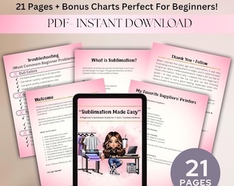 Guia de Sublimação para Iniciantes em PDF, Tabela de Tempo e Temperatura (Download Digital)