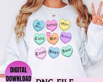 Candy Hearts PNG, Valentines Clipart (Digital Download)