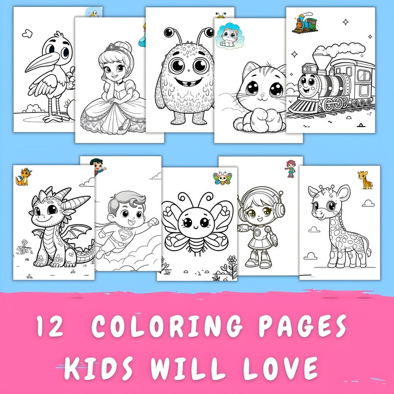 12 Coloring Pages for Kids, Cute Coloring Pages, Adorable Printables ...