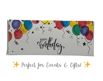 Personalized Birthday Hershey Bar Favor, Custom Chocolate Bar, Balloon Party Treat