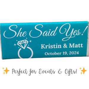 Personalized Engagement Party Candy Bars – Fully Assembled Hershey Party Favors – Custom Chocolate Gifts for Couples - She Said Yes