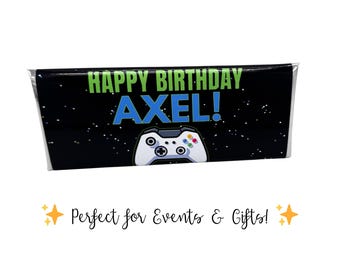 Personalized Gamer Chocolate Bar Party Favors - Video Game Theme Fullly Assembled