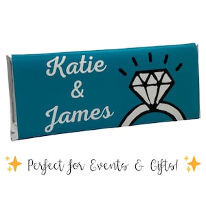 Personalized Engagement Party Candy Bars – Fully Assembled Hershey Party Favors – Custom Chocolate Gifts for Couples - She Said Yes